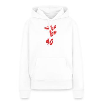 40. 40 ANS. 40e ANNIVERSAIRE. ANNIVERSAIRE 40 ANS. - Sweat à capuche Premium bio Femme - blanc - Devant - Julia (174cm)