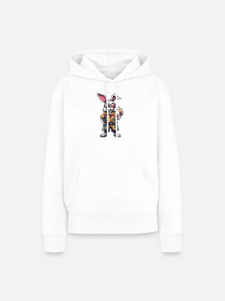 Hase Comic Sommer - Frauen Premium Bio Hoodie - Weiß