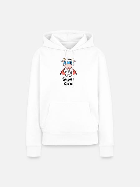 Super Kuhl – Superhelden Kuh - Frauen Premium Bio Hoodie - Weiß