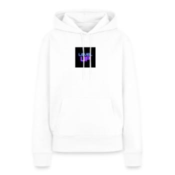 Monter de niveau - Sweat à capuche Premium bio Femme - blanc - Devant - Julia (174cm)