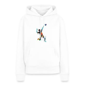 volley-ball, volleyballerine, beachball,graffiti - Sweat à capuche Premium bio Femme - blanc - Devant - Julia (174cm)