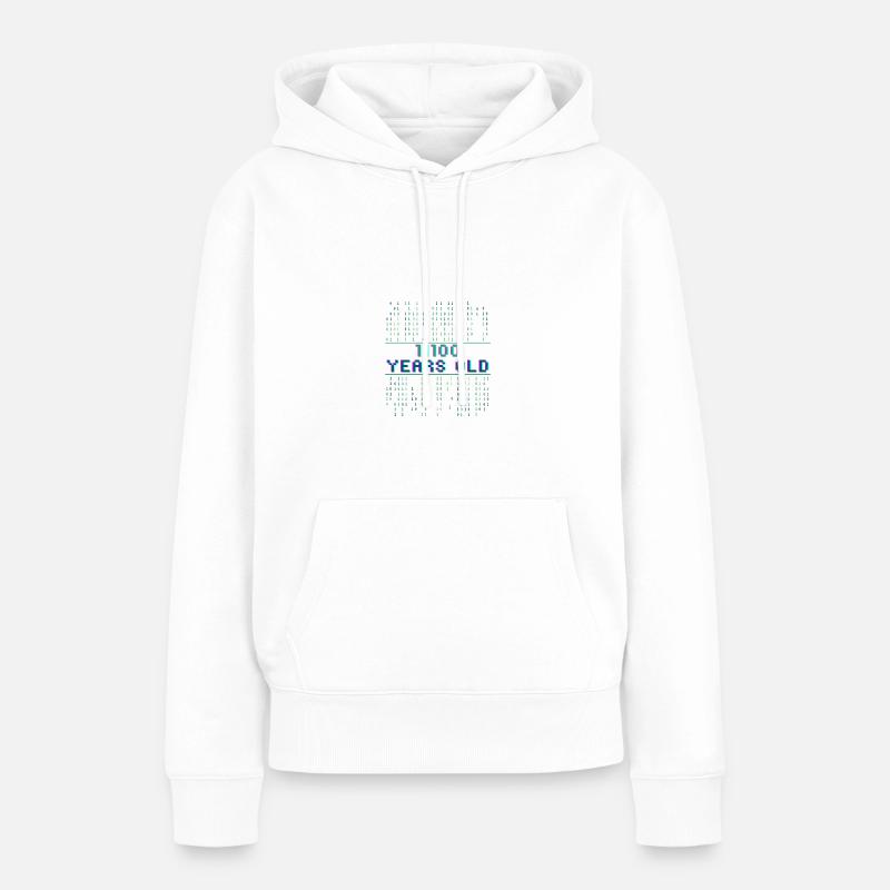 28e anniversaire 28 ans Codeur de code binaire - Sweat à capuche Premium bio Femme - blanc