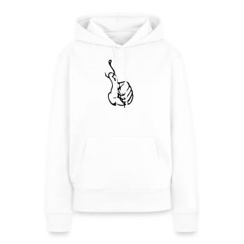 Angler Thumbs up Nokidding Logo - Sweat à capuche Premium bio Femme - blanc - Devant - Julia (174cm)