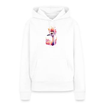 Kranich - Frauen Premium Bio Hoodie - Weiß - Vorne - Julia (174cm)