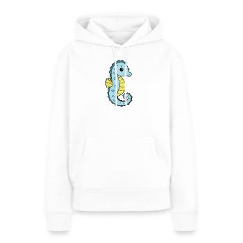 Hippocampe Hippocampe - Sweat à capuche Premium bio Femme - blanc - Devant - Julia (174cm)