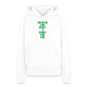 Filles de la ville > fils de la CDU - Sweat à capuche Premium bio Femme - blanc - Devant - Julia (174cm)