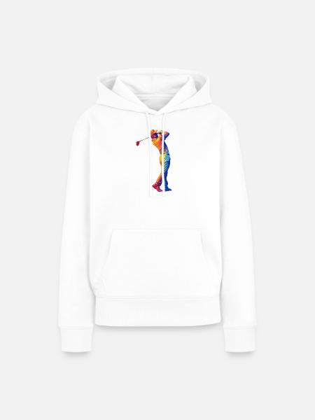 Regenbogen Golfer Swing - Frauen Premium Bio Hoodie - Weiß