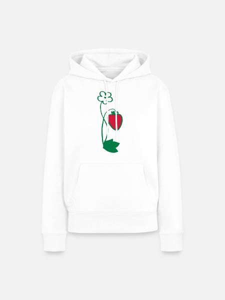 Erdbeere - Frauen Premium Bio Hoodie - Weiß