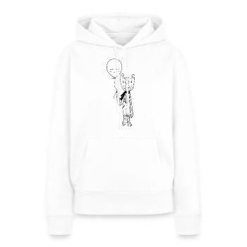 Bär mit Ballon Latzhose - Frauen Premium Bio Hoodie - Weiß - Vorne - Julia (174cm)