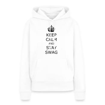 Keep Calm - Sweat à capuche Premium bio Femme - blanc - Devant - Julia (174cm)