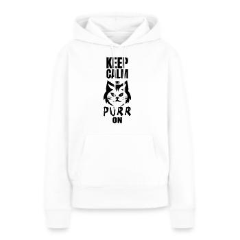 RUHE BEWAHREN UND SCHNURREN - Frauen Premium Bio Hoodie - Weiß - Vorne - Julia (174cm)