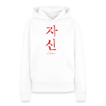 Coréen - Sweat à capuche Premium bio Femme - blanc - Devant - Julia (174cm)