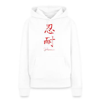 Langue japonaise - Sweat à capuche Premium bio Femme - blanc - Devant - Julia (174cm)