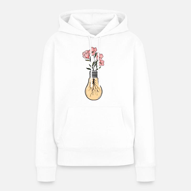 Fleurs dans une ampoule - Sweat à capuche Premium bio Femme - blanc
