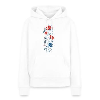 Elegant floral design in blue and red - Women’s Premium Organic Hoodie - white - Front - Julia (174cm)
