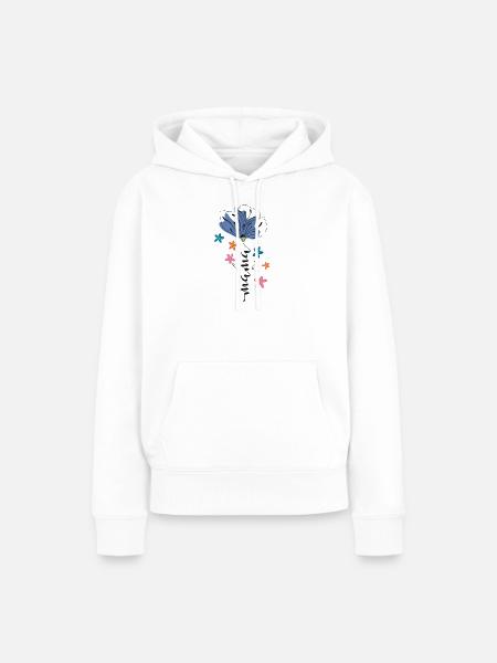 Mama – Blumen Design 🌸💙 - Frauen Premium Bio Hoodie - Weiß