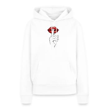 Psst Lips – Mysterious Statement Shirt - Women’s Premium Organic Hoodie - white - Front - Julia (174cm)