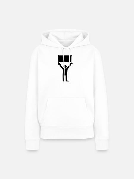 Mann mit Schild - Frauen Premium Bio Hoodie - Weiß