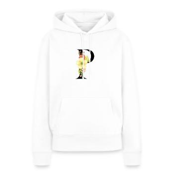 Eleganter Buchstabe 'P' mit Blumen - Frauen Premium Bio Hoodie - Weiß - Vorne - Julia (174cm)
