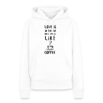 Kaffee-Liebe - Frauen Premium Bio Hoodie - Weiß - Vorne - Julia (174cm)