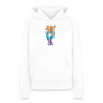 Verspielte Katze mit Mausmuster - Frauen Premium Bio Hoodie - Weiß - Vorne - Julia (174cm)