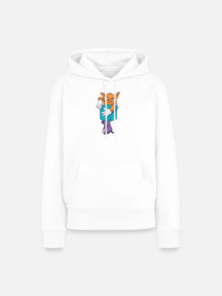 Verspielte Katze mit Mausmuster - Frauen Premium Bio Hoodie - Weiß