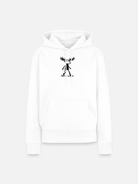 Moose Silhouette im Wald - Frauen Premium Bio Hoodie - Weiß