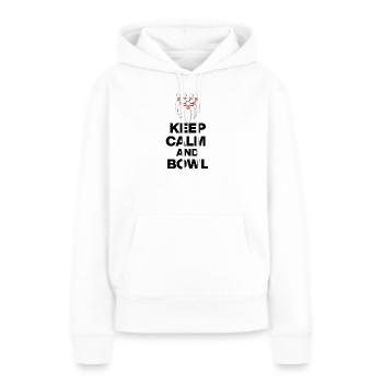 KEEP CALM AND BOWL, STRIKE MEISTER! PIN SNIPER - Frauen Premium Bio Hoodie - Weiß - Vorne - Julia (174cm)