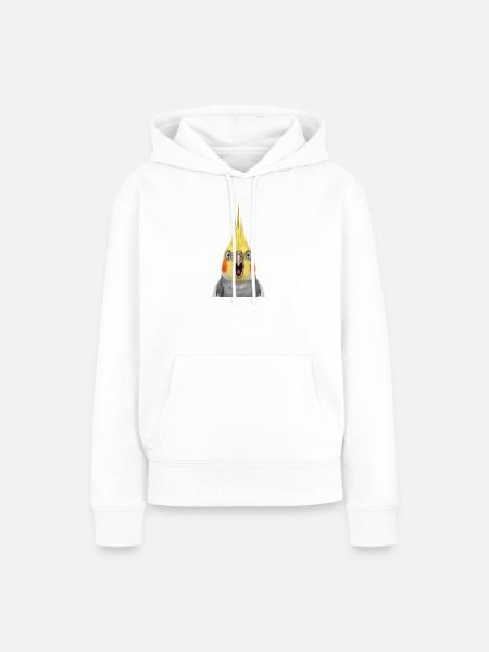 Ausdrucksstarker Cockatiel Pop-Print - Frauen Premium Bio Hoodie - Weiß