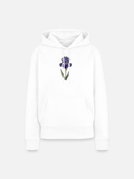 Lila Iris auf zartem Stängel - Frauen Premium Bio Hoodie - Weiß