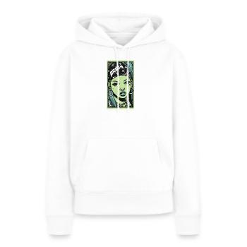 Black female portrait #7 - Frauen Premium Bio Hoodie - Weiß - Vorne - Julia (174cm)