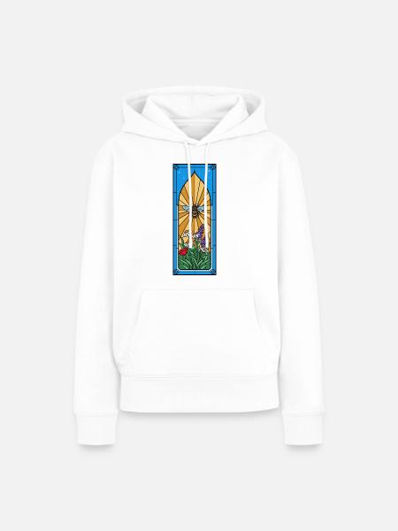 Bienenfenster im Gartenblumen - Frauen Premium Bio Hoodie - Weiß