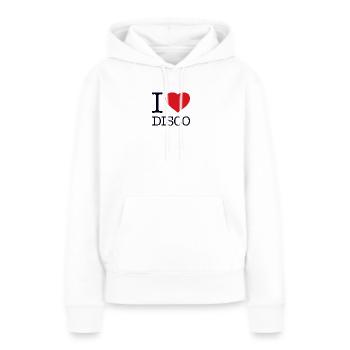 J’ADORE LE DISCO - Sweat à capuche Premium bio Femme - blanc - Devant - Julia (174cm)