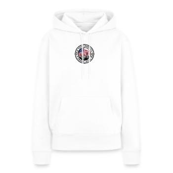 Ligne d’horizon américaine avec étreinte de drapeau - Sweat à capuche Premium bio Femme - blanc - Devant - Julia (174cm)