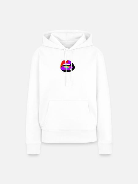 Kosmische Regenbogenlippen - Frauen Premium Bio Hoodie - Weiß