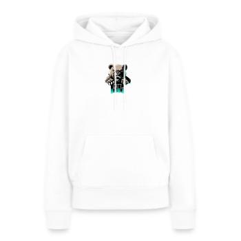 AustriaDerBär Bärenbande - Frauen Premium Bio Hoodie - Weiß - Vorne - Julia (174cm)