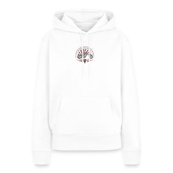Né à monter - Sweat à capuche Premium bio Femme - blanc - Devant - Julia (174cm)