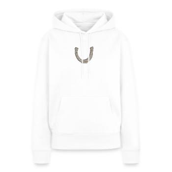 fer à cheval - Sweat à capuche Premium bio Femme - blanc - Devant - Julia (174cm)