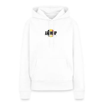 We Emblem Split Gelb Rot - Frauen Premium Bio Hoodie - Weiß - Vorne - Julia (174cm)