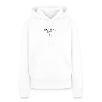 Rock'n'Roll stirbt nie - Frauen Premium Bio Hoodie - Weiß - Vorne - Julia (174cm)