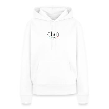 CIAO Hello Italy - Milano Italia - Sweat à capuche Premium bio Femme - blanc - Devant - Julia (174cm)