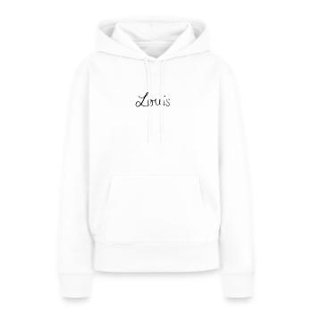 Louis - Sweat à capuche Premium bio Femme - blanc - Devant - Julia (174cm)