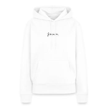 féminisme - Sweat à capuche Premium bio Femme - blanc - Devant - Julia (174cm)