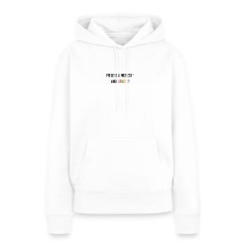 La Pride est une protestation - et une fête ! - Sweat à capuche Premium bio Femme - blanc - Devant - Julia (174cm)