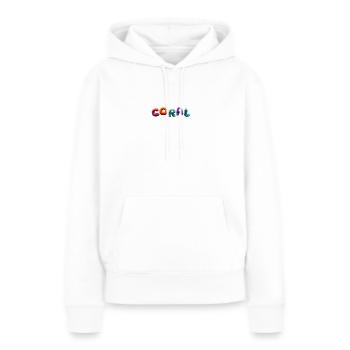 Plein corail coloré - Sweat à capuche Premium bio Femme - blanc - Devant - Julia (174cm)