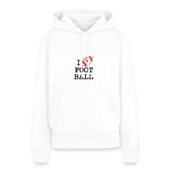 I love football - Sweat à capuche Premium bio Femme - blanc - Devant - Julia (174cm)