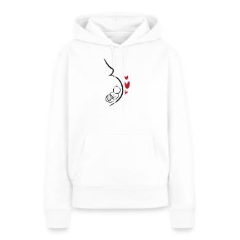 Bébé Ventre Grossesse Coeur Mère Enceinte - Sweat à capuche Premium bio Femme - blanc - Devant - Julia (174cm)