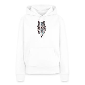 Loup Attrape-rêves - Sweat à capuche Premium bio Femme - blanc - Devant - Julia (174cm)