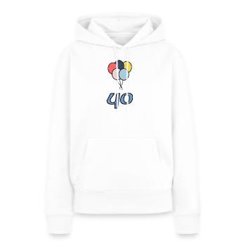 40. 40 ANS. 40e ANNIVERSAIRE. ANNIVERSAIRE 40 ANS. - Sweat à capuche Premium bio Femme - blanc - Devant - Julia (174cm)