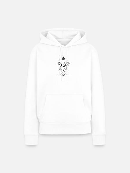 Boho Sonne und Mond mit floralen Elementen - Frauen Premium Bio Hoodie - Weiß